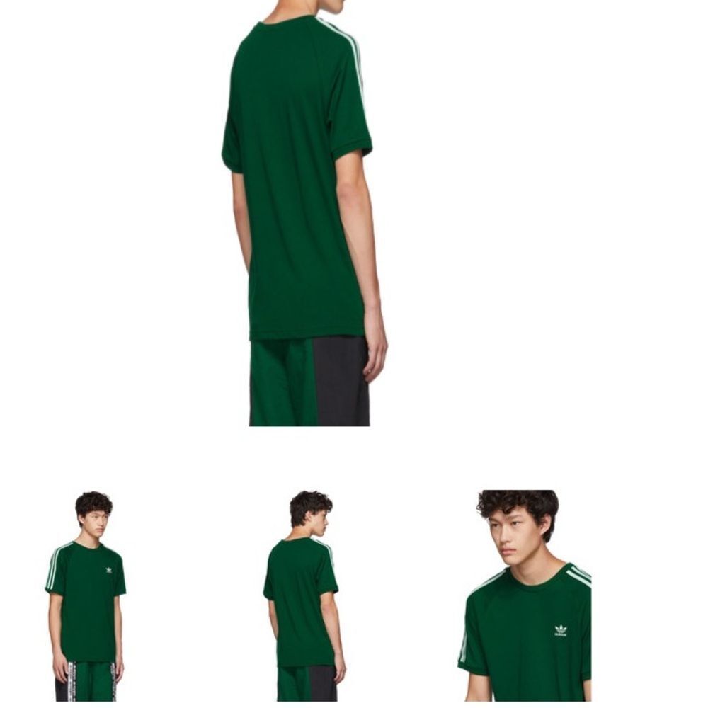 Adidas Originals Dark Green 3 Stripe Short Sleeve BLC 3-S Tee ED5956 T-Shirt L